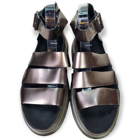 Dr. Martens CLARISSA METALLIC LEATHER SANDALS Pewter Spectra Patent 10 - Picture 6 of 10